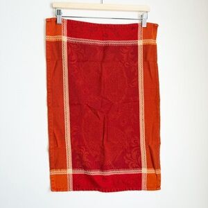 DII Baroque Embossed Elegant Red and Orange 100% Cotton Tea Towel